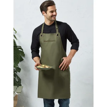 'Barley' Contrast Stitch Sustainable Bib Apron