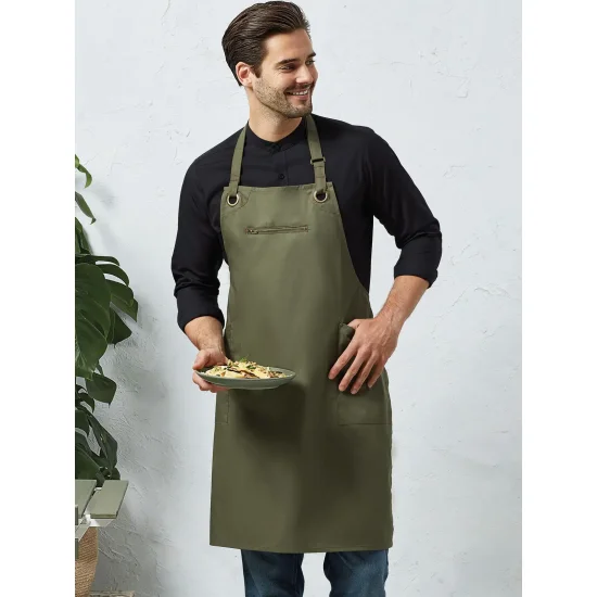 'Barley' Contrast Stitch Sustainable Bib Apron