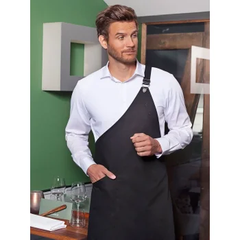 Asymmetrical Bib Apron with Pocket