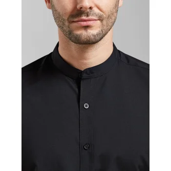 Banded Collar 'Grandad' Long Sleeve Shirt