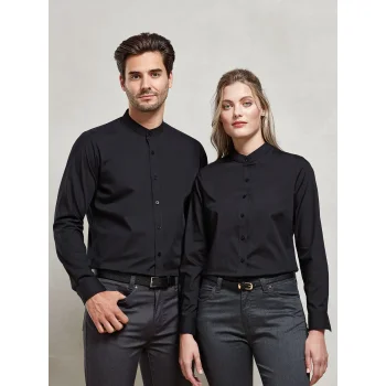 Banded Collar 'Grandad' Long Sleeve Shirt