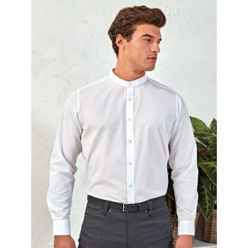 Banded Collar 'Grandad' Long Sleeve Shirt