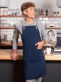 Bib Apron With Crossed Ribbons And Big Pocket
