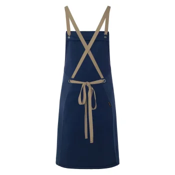 Bib Apron With Crossed Ribbons And Big Pocket