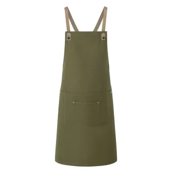 Bib Apron With Crossed Ribbons And Big Pocket