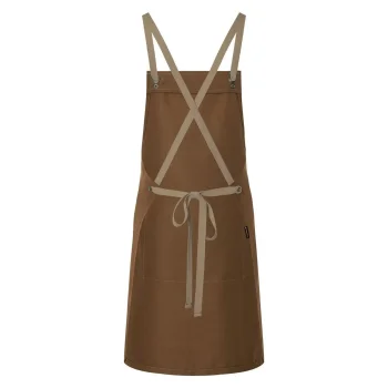 Bib Apron With Crossed Ribbons And Big Pocket
