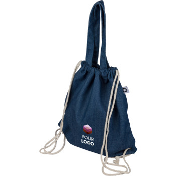Borsa denim riciclato con coulisse Dex