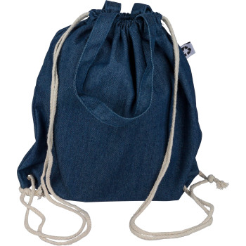 Borsa denim riciclato con coulisse Dex