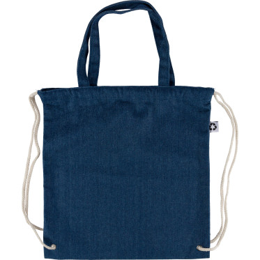 Borsa denim riciclato con coulisse Dex