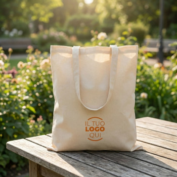 Borsa in cotone naturale da 180gsm con manici lunghi