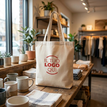 Borsa personalizzabile in cotone naturale 100% con manici lunghi