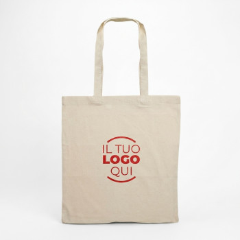 Borsa personalizzabile in cotone naturale 100% con manici lunghi