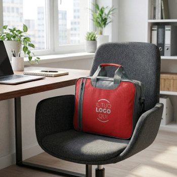 Borsa portadocumenti con tasca zip e tracolla regolabile in polyestere 600D