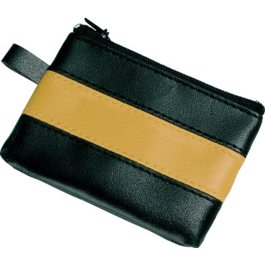 Borsellino p.chiavi in pvc nero con bandina colorata verde