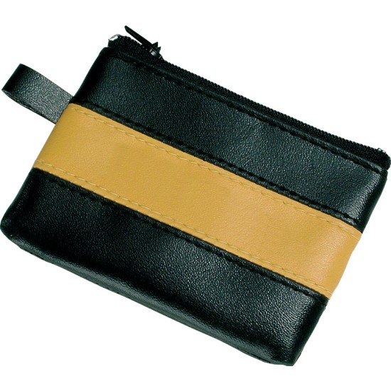 Borsellino p.chiavi in pvc nero con bandina colorata verde