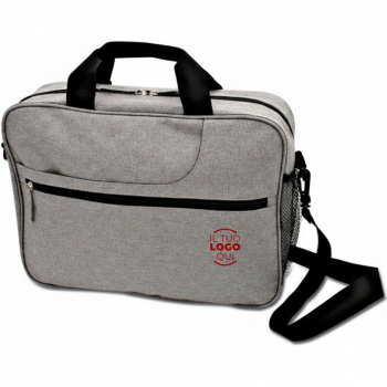 Cartella porta computer con tasca laterale e tracolla in poliestere 600D