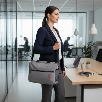 Cartella porta computer con tasca laterale e tracolla in poliestere 600D