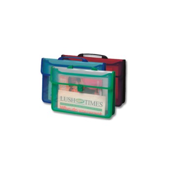 Cartella pvc trasparente colore rosso/nero 3 soffietti f.to 38.5x26.5x7