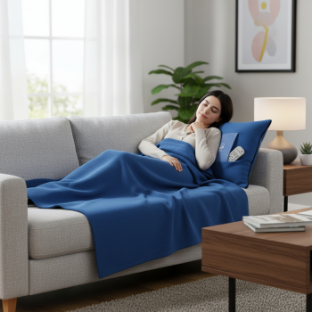 Coperta personalizzabile in pile bicolore con tasca e zip