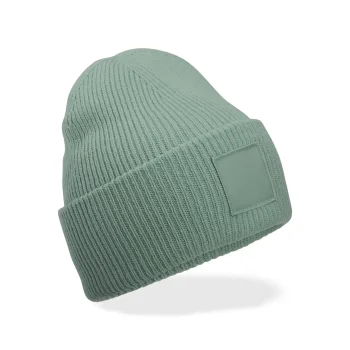 Deep Cuffed Tonal Patch Beanie 