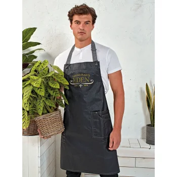 District Waxed Look Denim Bib Apron