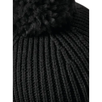 Engineered Knit Ribbed Pom Pom Beanie