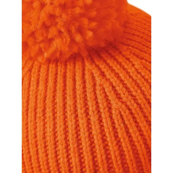 Engineered Knit Ribbed Pom Pom Beanie