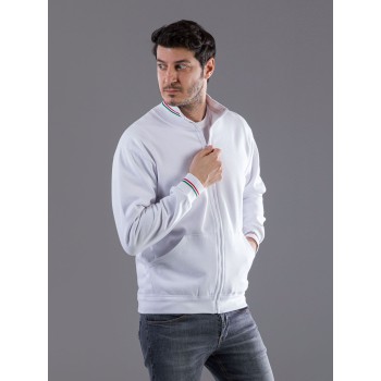 FELPA ZIP COSTINA CONTR.100%C