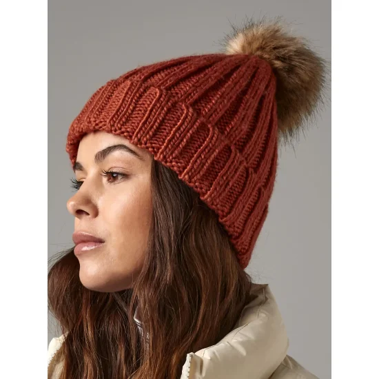 Fur Pom Pom Chunky Beanie