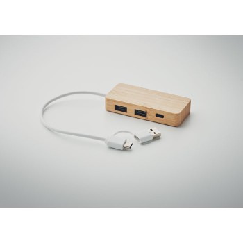 HUBBAM - Hub USB a 3 porte in bamboo