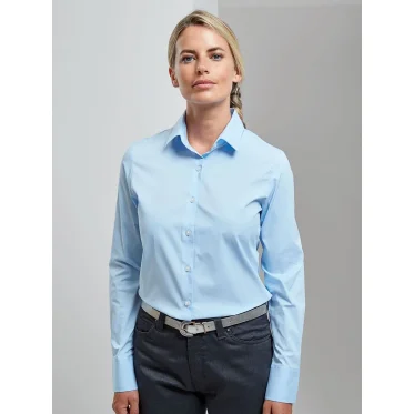 Ladies'' Stretch FitCotton Poplin Long Sleev Shirtt