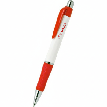 Penna a sfera con impugnatura in gomma e meccanismo a scatto