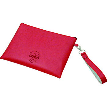 Pochette con zip e laccio con moschettone