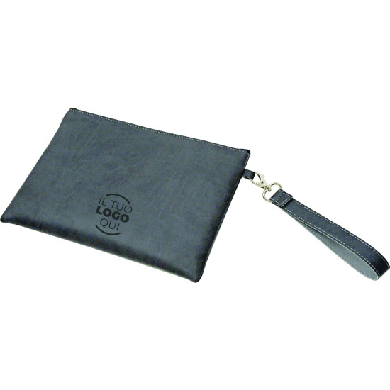 Pochette con zip e laccio con moschettone