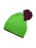 Pompon Hat with Contrast Stripe