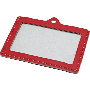 Portabadge in vivella bicolore con finestra in PVC e cuciture perimetrali color ecrÃ¢âÅÃ¢â¢Â£.