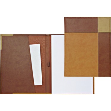 Portablocco  portafoglio in Festival in bimateriale allegra cuoio/vivella cipria/vivella beige, con blocco carta da 20 fogli. Confezione in scatola .