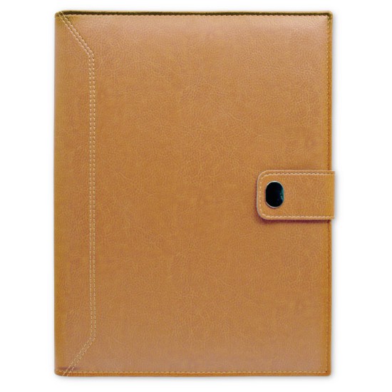 Portablocco  portafoglio in iguana nero, finiture in tinta, con passante a scomparsa e bottone, con blocco carta da 20 fogli e penna a sfera. Astuccio in cartoncino.