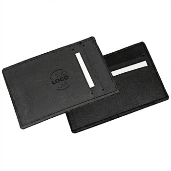 Portacarte di credito in pelle pieno fiore con tasche frontali e posteriori