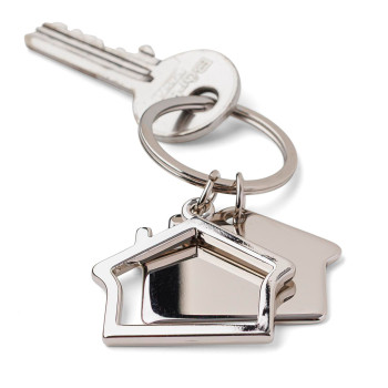 Portachiavi a forma di casa, in lega di zinco Amaro