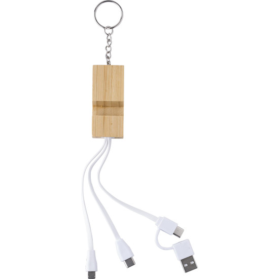 Portachiavi con cavi per la ricarica in bambù Sutton