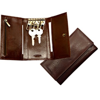 Portachiavi wrc in pelle testa di moro con 6 anelli a moschettoni