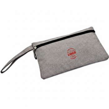 Portadocumenti personalizzabile in polyestere grigio melange con tasca trasparente