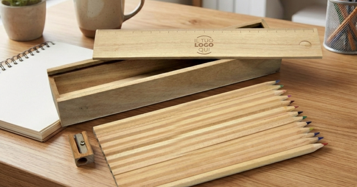 Set disegno in legno naturale con 12 matite | Kore Rekords