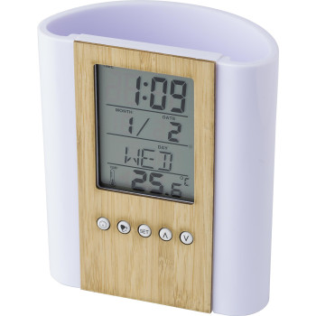 Portapenne in bamboo e plastica da tavolo Hassan