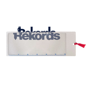 Righello  segnalibro con lente d'ingrandimento.