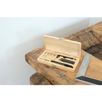 Set attrezzi 27 pezzi, custodia in bambù Elmar