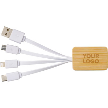 Set cavi per la ricarica 3 in 1 in bamboo Brandan