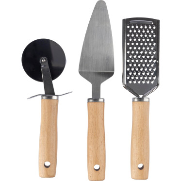Set di utensili da cucina in metallo e legno Sylvan