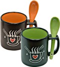 Set due tazze caffe' in ceramica mug nera composto da una verde e una arancio